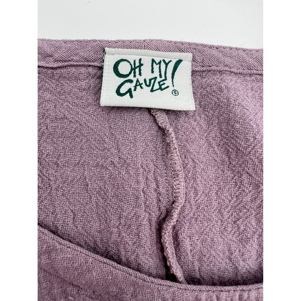 OH MY GAUZE! 2 Top Lavender Purple Cotton Crinkle Layered Lagenlook Tunic L/XL - Picture 2 of 12